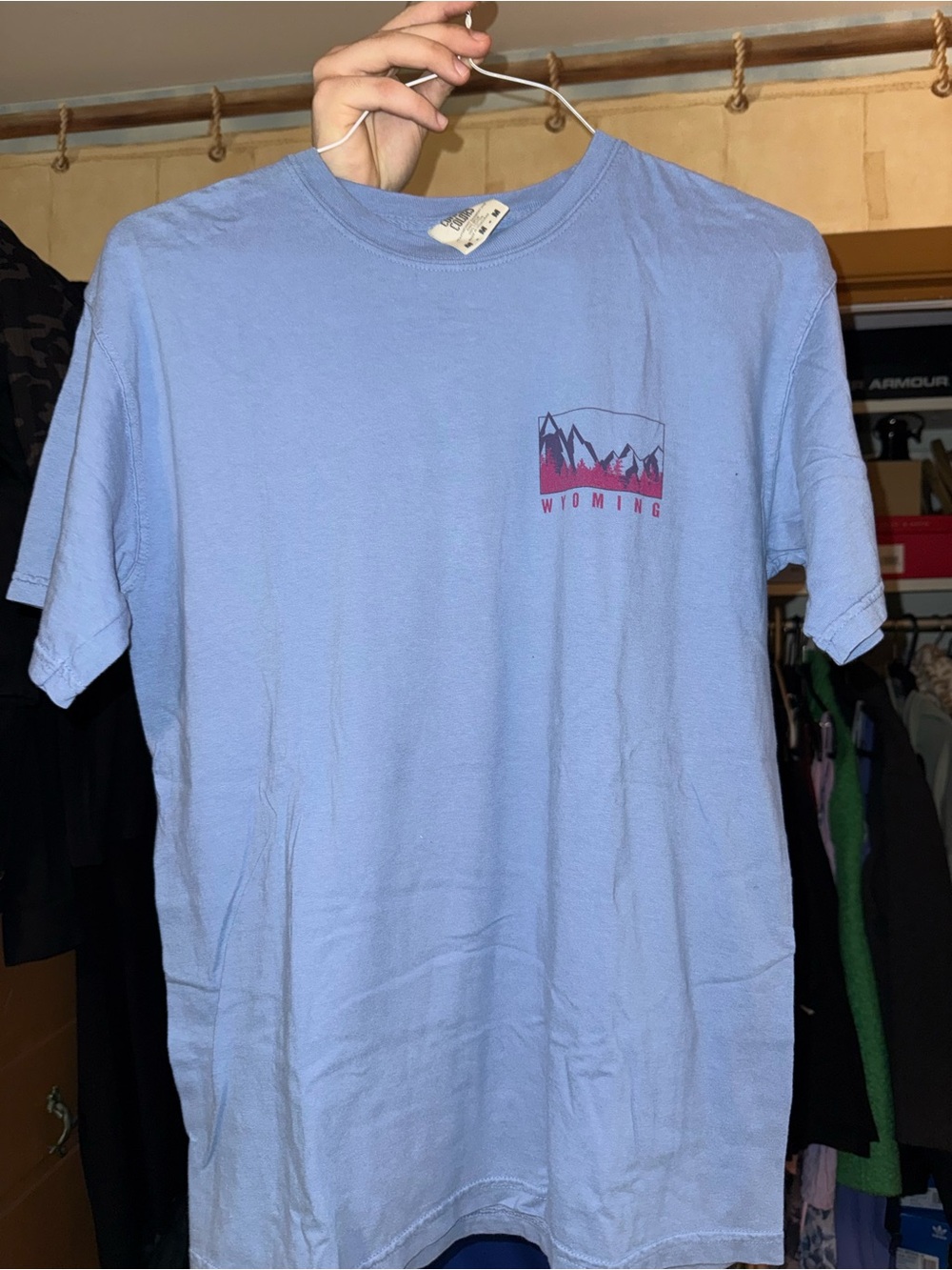 Wyoming Mountain Pocket Tee - Light Blue